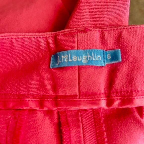 J. McLaughlin Bright Pink Twill Mid-Rise Bermuda Length Chino-Style Shorts Sz 6 - Picture 8 of 14